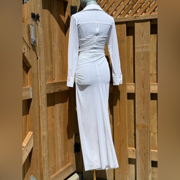 🆕 CHRISTOPHER ESBER 🧿 NWOT Venus Plunge Shirt Maxi Dress, White - Sz AU6 US 2 - Picture 5 of 16